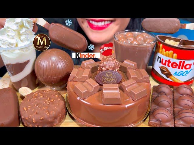 ASMR CHOCOLATE CAKE, MAGNUM & FERRERO ICE CREAMS, NUTELLA & GO! CHOCOLATE MILK MASSIVE Eating Sounds