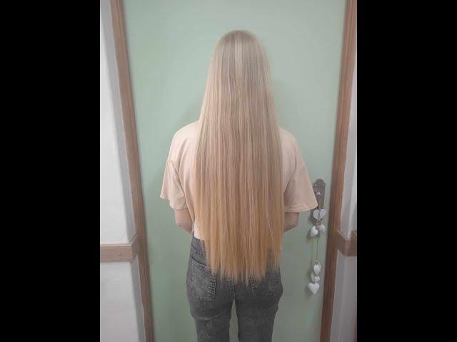 long blond hair cut short part 1 #hairstyle #haircut #shorthairstyle #salon #hairstylist #shorthair