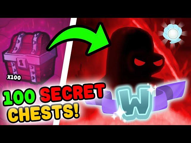 OPENING 100 SECRET TREASURE CHESTS!! SHINY WUMBO SECRET UNIT?! SpongeBob Tower Defense Roblox