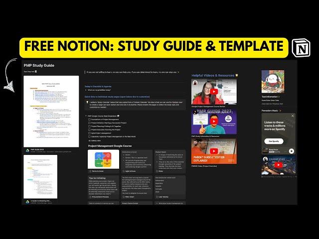 PMP Study Guide Notion Template | Complete Learning Resource with Videos & Documents