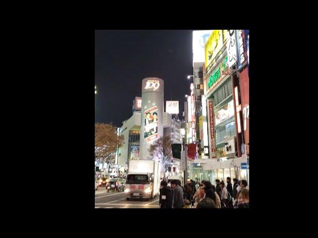 Shibuya center street and scramble crossing by walking. SHIBUYA TOKYO