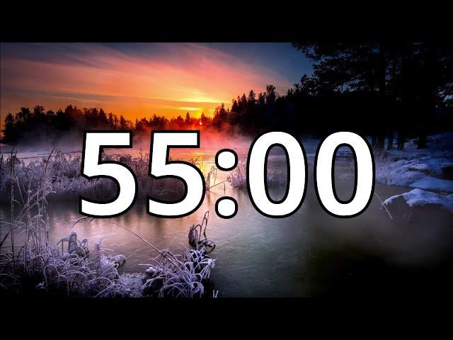 55 Minutes Winter Timer Countdown With Music and Alarm (Simple Beep)