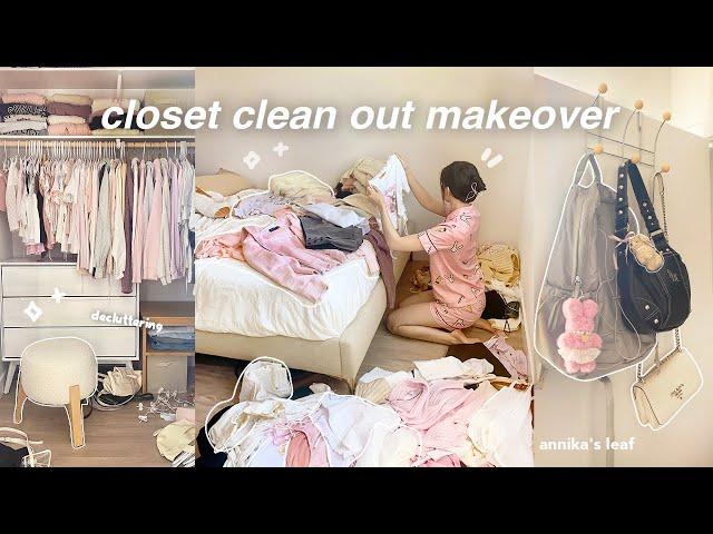 HUGE closet deep clean out decluttering & organization, getting rid of half my wardrobe*satisfying*