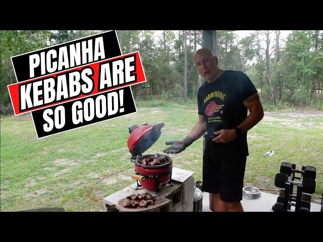 A Carnivore Makes Picanha Kebabs For the First Time | 13" Kamado Grill