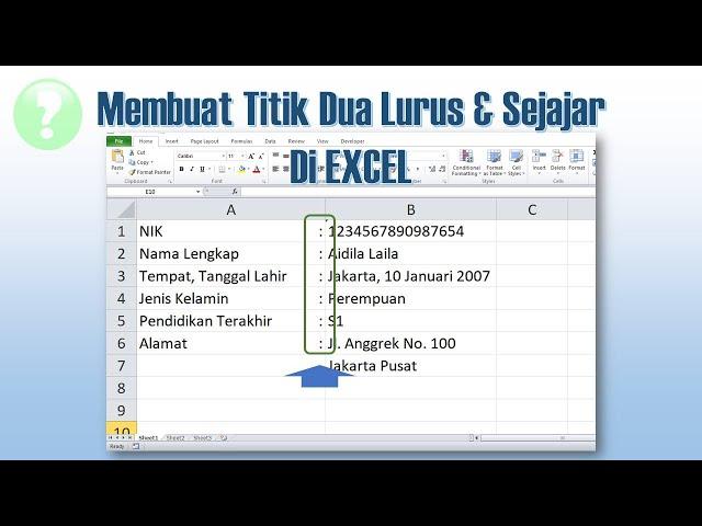 Cara Membuat Titik Dua Lurus dan Sejajar di Excel