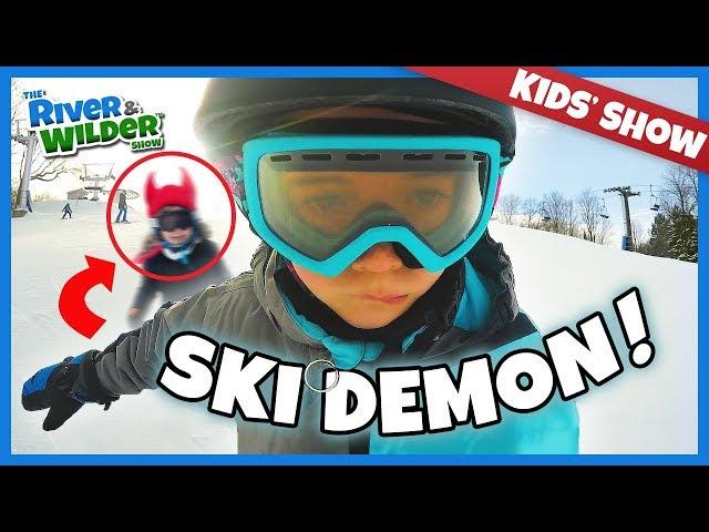 Kids ski lesson crashed by wild boy! -River & Wilder Show