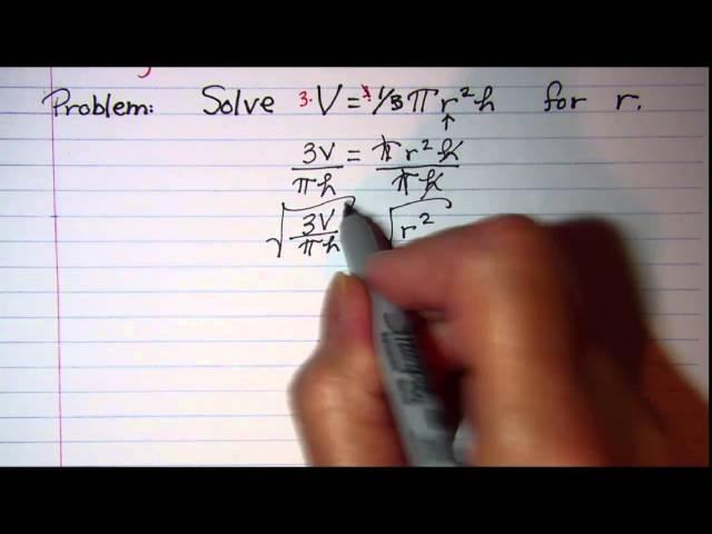 Solving for an Indicated Variable 1