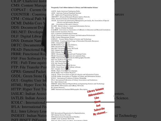 #library science Abbreviations..