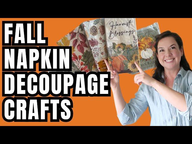 Fall Napkin Decoupage Crafts - Dollar Store Ideas