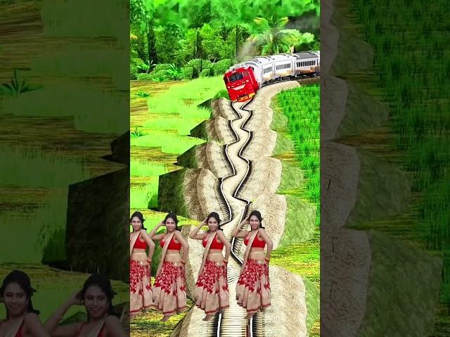4 beautiful girl dance vs train attack #vfx #shorts #viral #trending