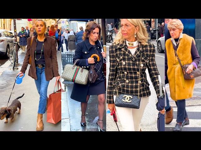 Fashion for Over 60, 50, 40, 30  OCTOBER 2024 Lookbook| Street Style from Milan & Shopping Walk