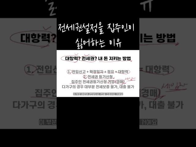 이 것 때문에 전세권 설정을 못하게 함