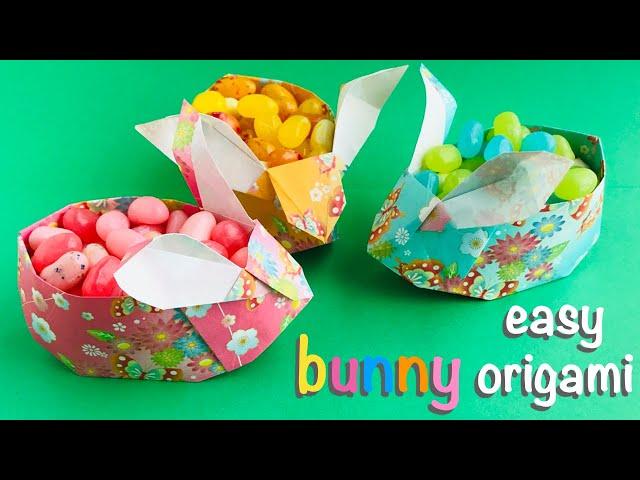 Easy Bunny Origami, Paper Folding Craft. Fun Birthday Decorations, Gift Cards, Cute Party Favors.