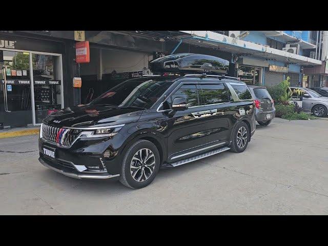 Kia Carnival กล่องวางของบนหลังคารถ thule roofbox motion xt xl + แร็คหลังคา thule ตรงรุ่น ไม่เจาะรถ