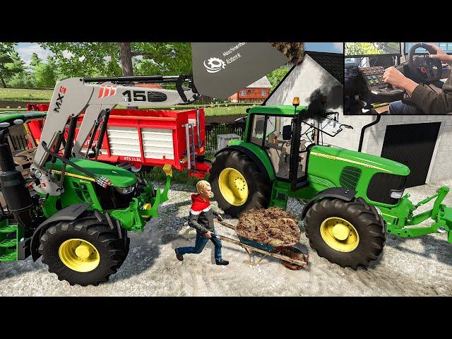 John Deere tractors in action - Farming Simulator 22 steering wheel gameplay | Farmer's Job