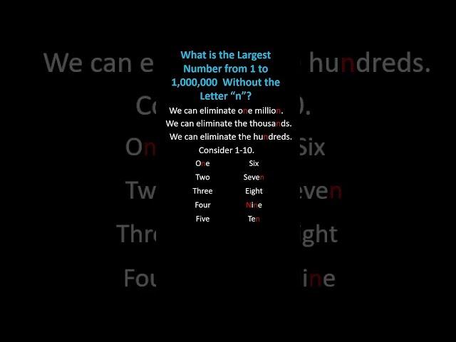 ¿Cuál es el número más grande del 1 al 1000000 sin la letra «n»? #maths