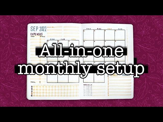 Setup with one spread  2 all-in-one monthly bullet journal spreads