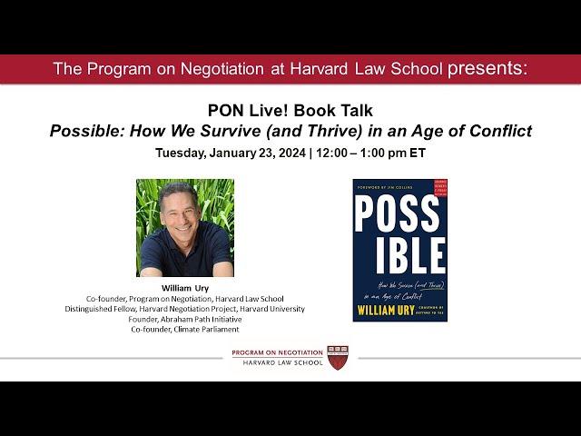 PON Live! Possible: How We Survive (and Thrive) in an Age of Conflict