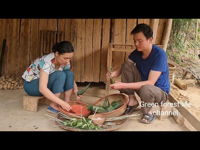 Make horn cake with my younger sister. Robert | Green forest life (ep282)