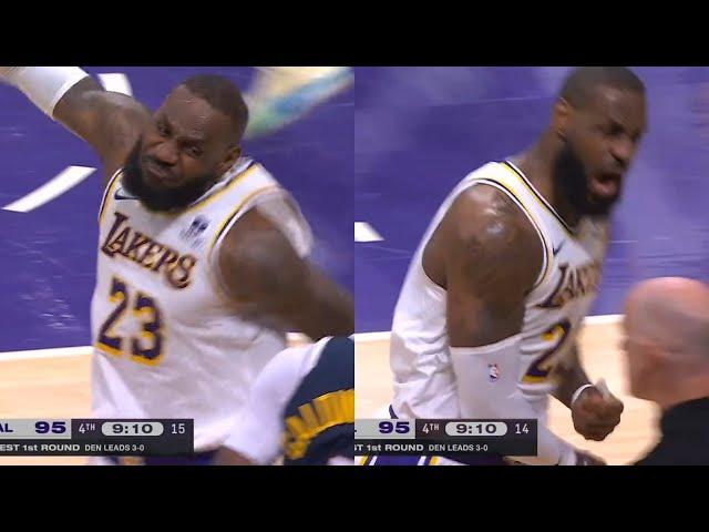 LeBron James gets so heated at Darvin Ham and coaches for not challenging play 