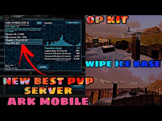 ARK MOBILE || NEW BEST PVP SERVER AND NEW FRESH START PVP OP KIT &  RAID ICE BASE#1