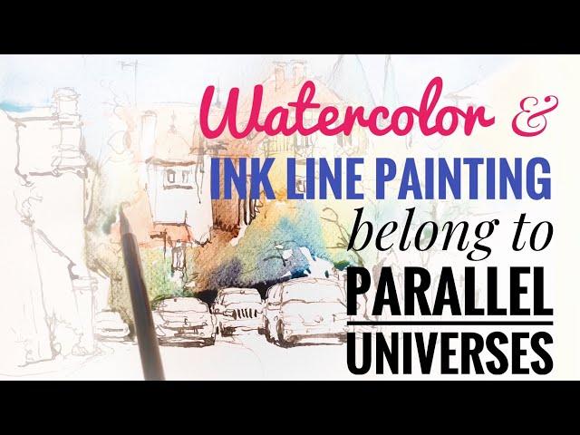 Watercolor painting /Urban sketch with ink and watercolor /Learning and thinking