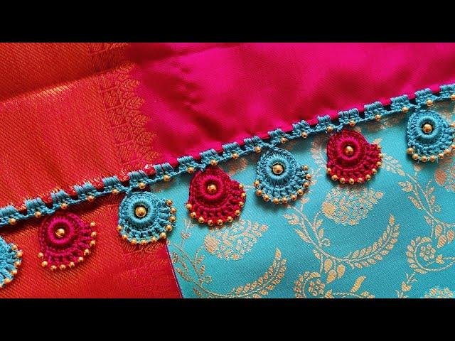 bridal saree kuchu design, without kuchu krosha design #sareekuchu #bridal  // Nandana Creations //