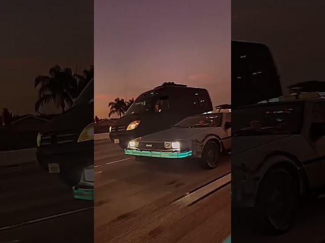 Doc Brown caught driving DeLorean Time Machine in traffic! #backtothefuture