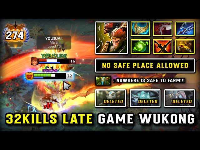 EPIC 32KILLS LATE GAME CARRY Monkey King | Max Slotted Item Build | 100% No Safe Place Allowed DOTA2