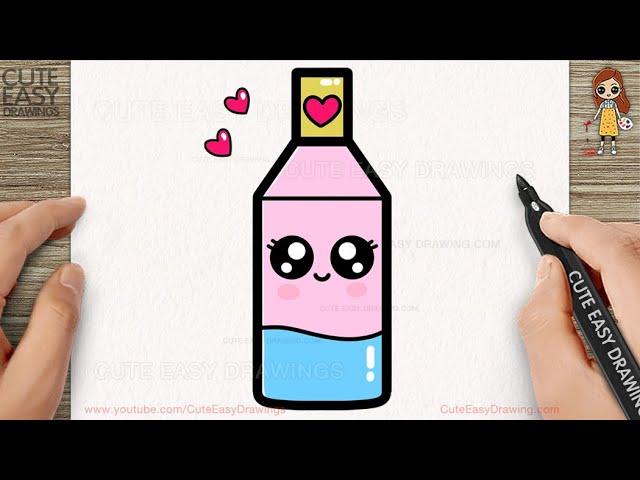 How to Draw a Cute Water Bottle Step by step Follow Along video for KIDS