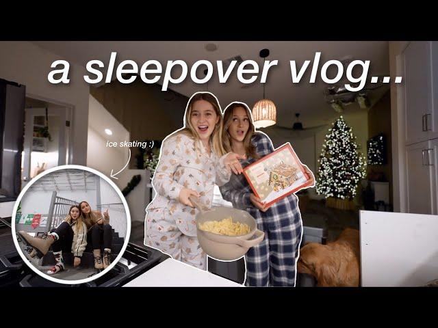 having a sleepover with my little sister *holiday edition* | ice skating, night out, movies