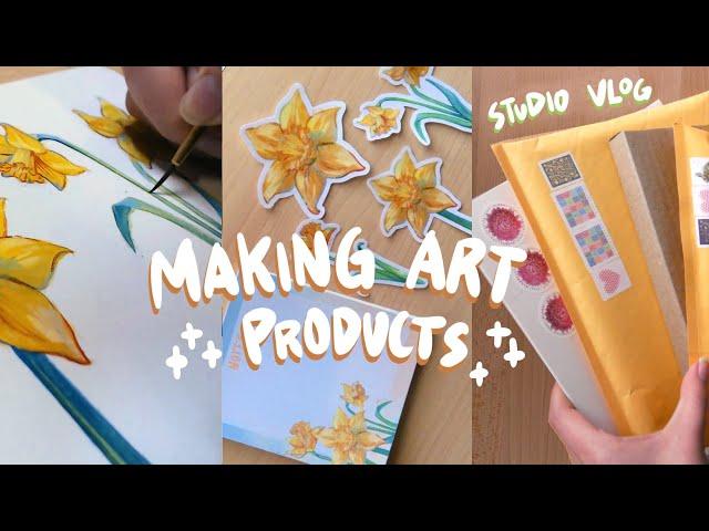 Run my art business with me! Painting + Making products | Studio Vlog