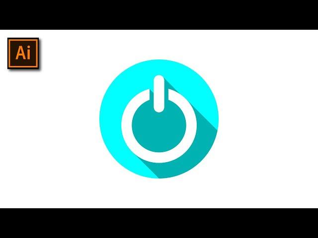 How To Create Power Button Icon In  Illustrator Long Shadow Icon  Adobe Illustrator Tutorial