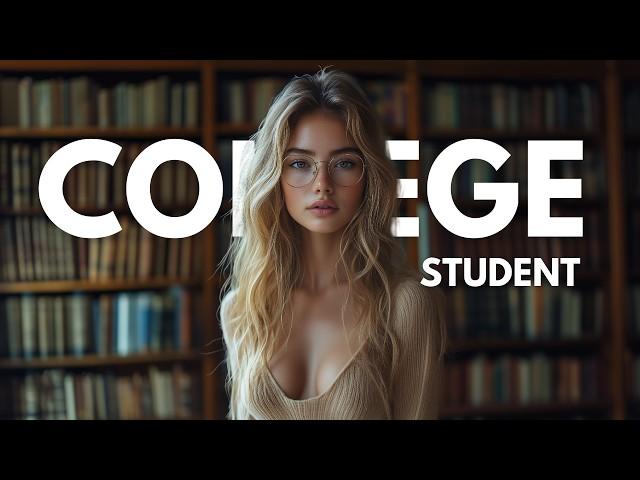 [4K] Ai Lookbook College Student - Ai Lookbook Library Girl