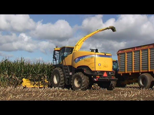 Maïs 2010 Toonen met New Holland 9080 met 10 rijer,New Holland tractoren    Veenhuis