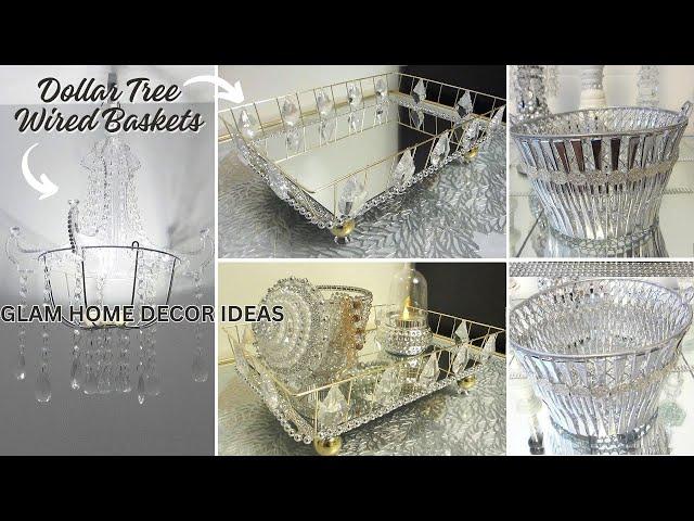 Turn Dollar Tree Wired Baskets into Glam Home Decor | Dollar Tree DIY Ideas