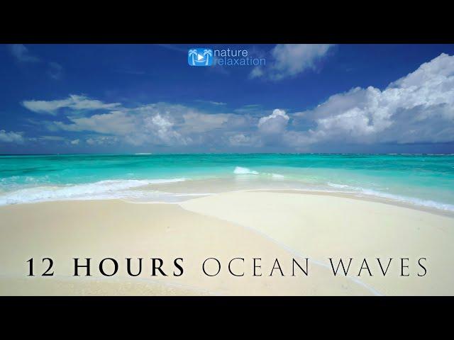 12 HOUR 4K Ocean Waves Video & Sounds: Perfect Beach Scene "White Sand, Blue Water" Fiji Islands