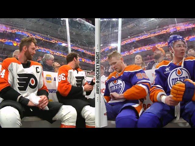 Back to Back Fights After Sean Couturier Runs Into Stuart Skinner