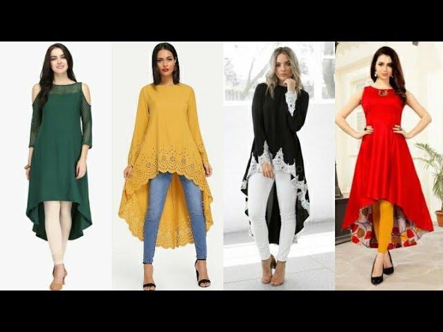 high low frock design// high low kurti with plazo// high-low kurti with pants