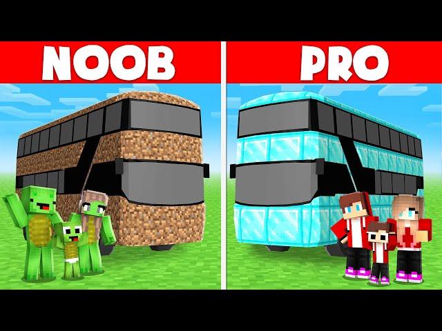 JJ Family vs Mikey Family Build DOUBLE-DECKER BUS : NOOB vs PRO Battle in Minecraft Maizen!