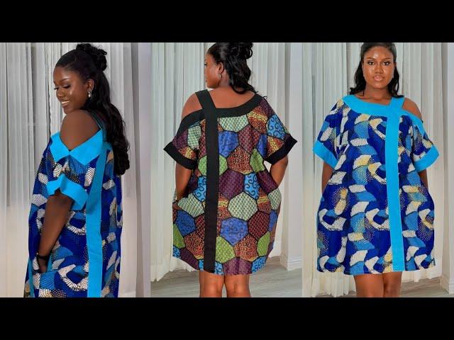 How to Sew an Elegant Bubu Dress with Cold Shoulder & Asymmetric Neckline