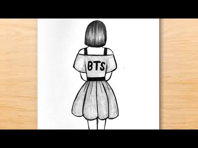 Easy BTS Drawing | BTS Girl Drawing | Pencil Sketch of BTS Army