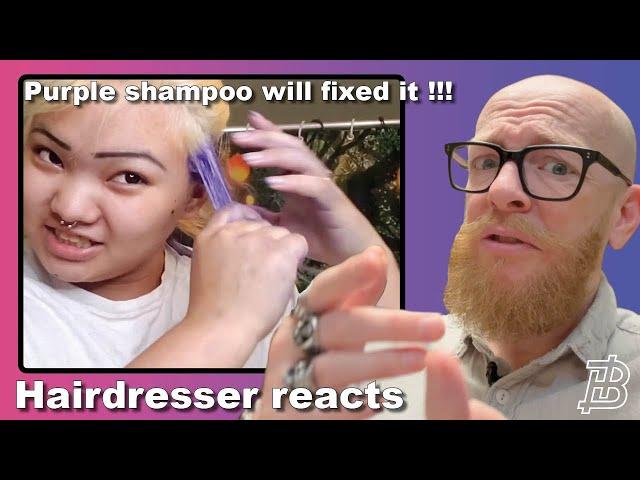 They try to FIX it with PURPLE SHAMPOO & TONER !!! Hairdresser reacts to hair fails #beauty #hair