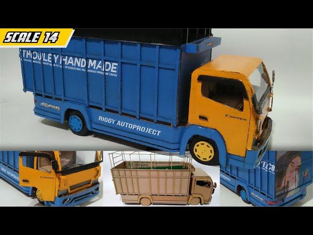 MEMBUAT MINIATUR TRUCK CANTER HDL MBOIS TERPAL KOTAK || HANDMADE