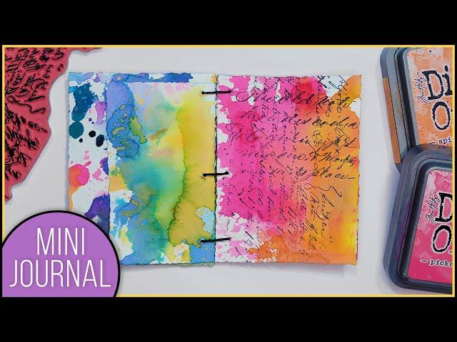 DIY Mini Journal with Oxide Inks and Watercolor | Art Journal - Junk Journal