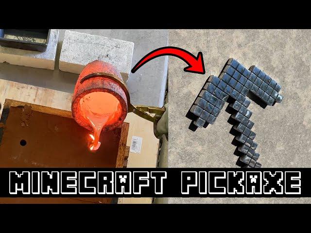 Casting A REAL MINECRAFT Pickaxe In Solid Metal - Aluminum Sand Casting From Scrap