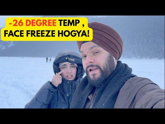 -26 degree mein face freeze ho gya | Crazy weather outside & walking on frozen lake | Canada Vlogs