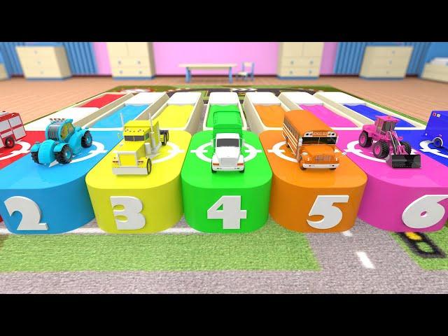 Water Slides Parking Trucks 3D Kids Cars Learn Colors for Children with Street Vehicles Color Change