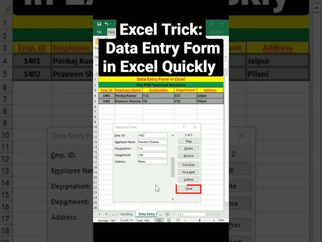 Excel Trick: Data Entry Form in Excel Quickly