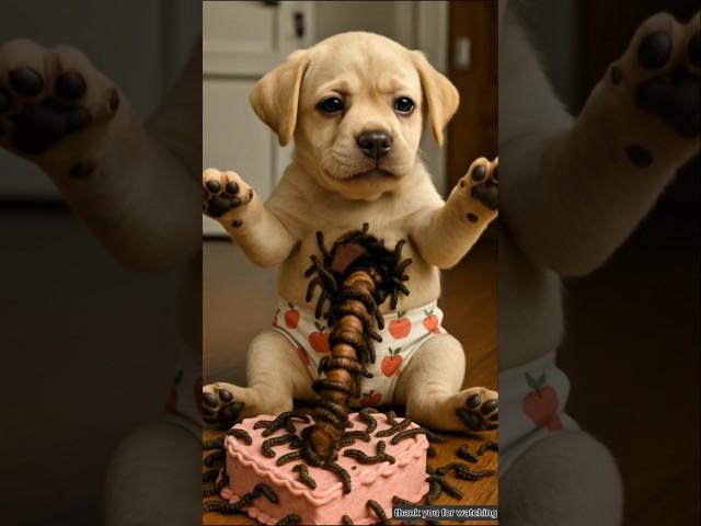 The dog ate ants along with cake #shorts #ai #dog #puppy #icecream #cake